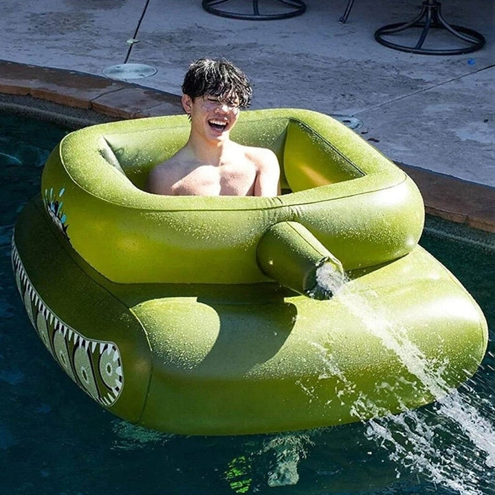 16012060cm Inflatable Waterjet Tank Swimming Circle WIth Sprinkler For Adults and Children Image 1