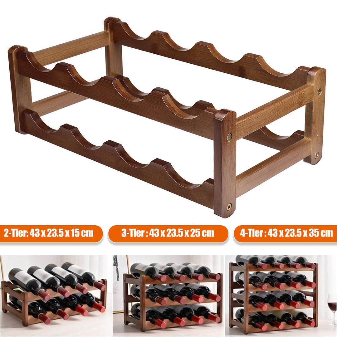 16 Bottles Vintage Storage Rack Bottle Holder Wooden Shelf Free Standing Holds Household Cabinet Image 6