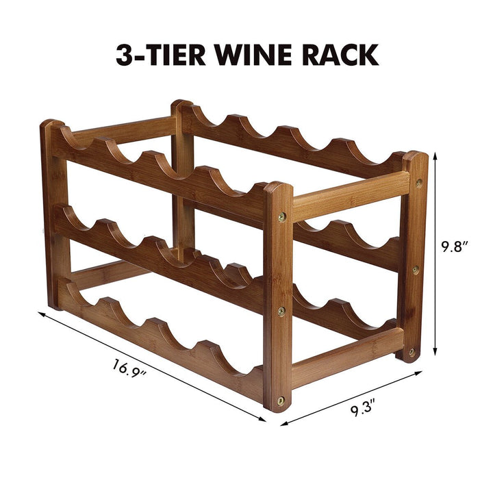 16 Bottles Vintage Storage Rack Bottle Holder Wooden Shelf Free Standing Holds Household Cabinet Image 7