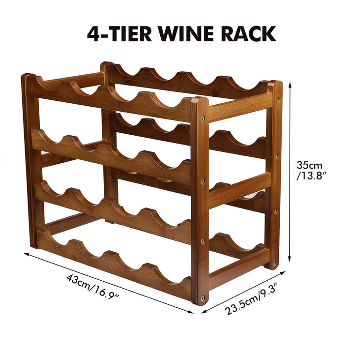 16 Bottles Vintage Storage Rack Bottle Holder Wooden Shelf Free Standing Holds Household Cabinet Image 8