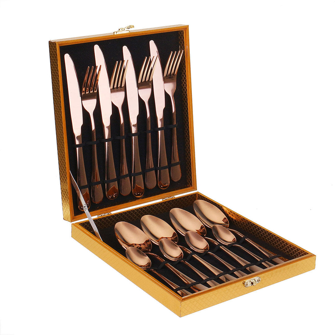 16PCS Cutlery Set Stainless Steel Rainbow Fork Spoon Kitchen Dinnerware Sets With Storage Box Image 5