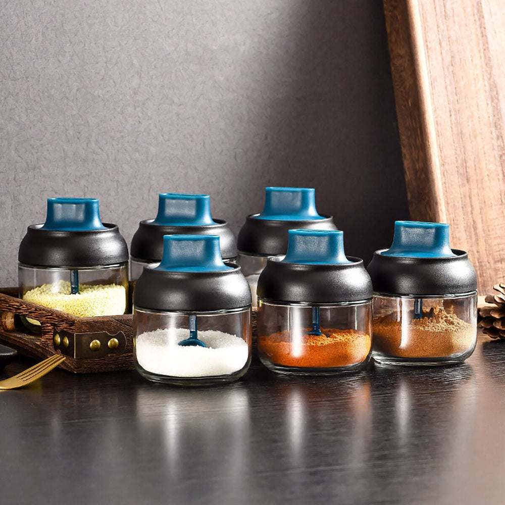 280ML 2-in-1 Glass Spice Jars Large Capacity Kitchen Seasoning Organizer Airtight Leakproof Herbs Bottle with Label Image 2