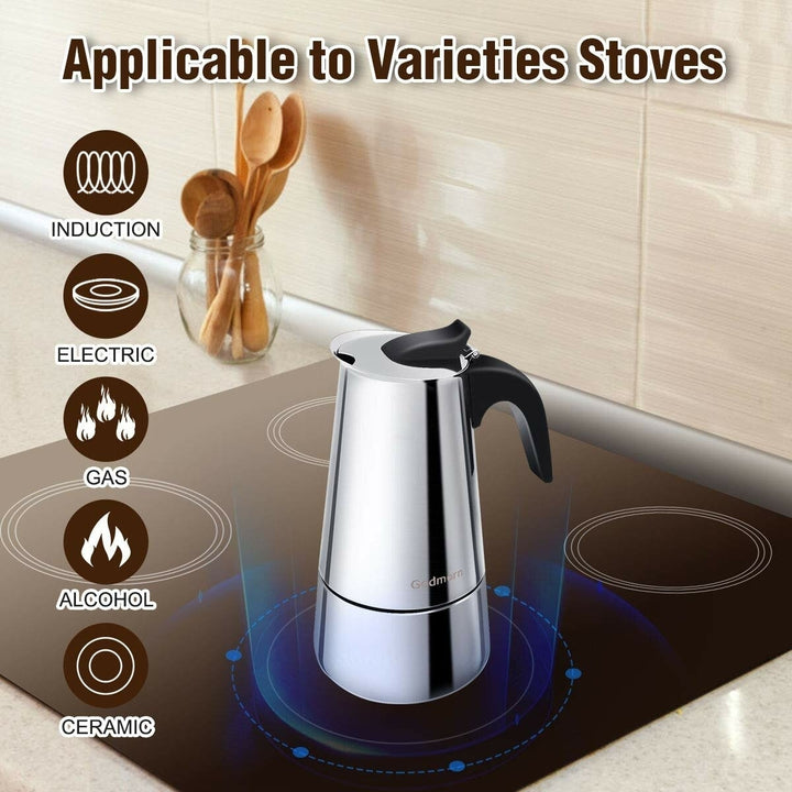 200ml 4 Cups Godmorn Espresso Stovetop Espresso Coffee Maker Moka Pot Classic Image 5