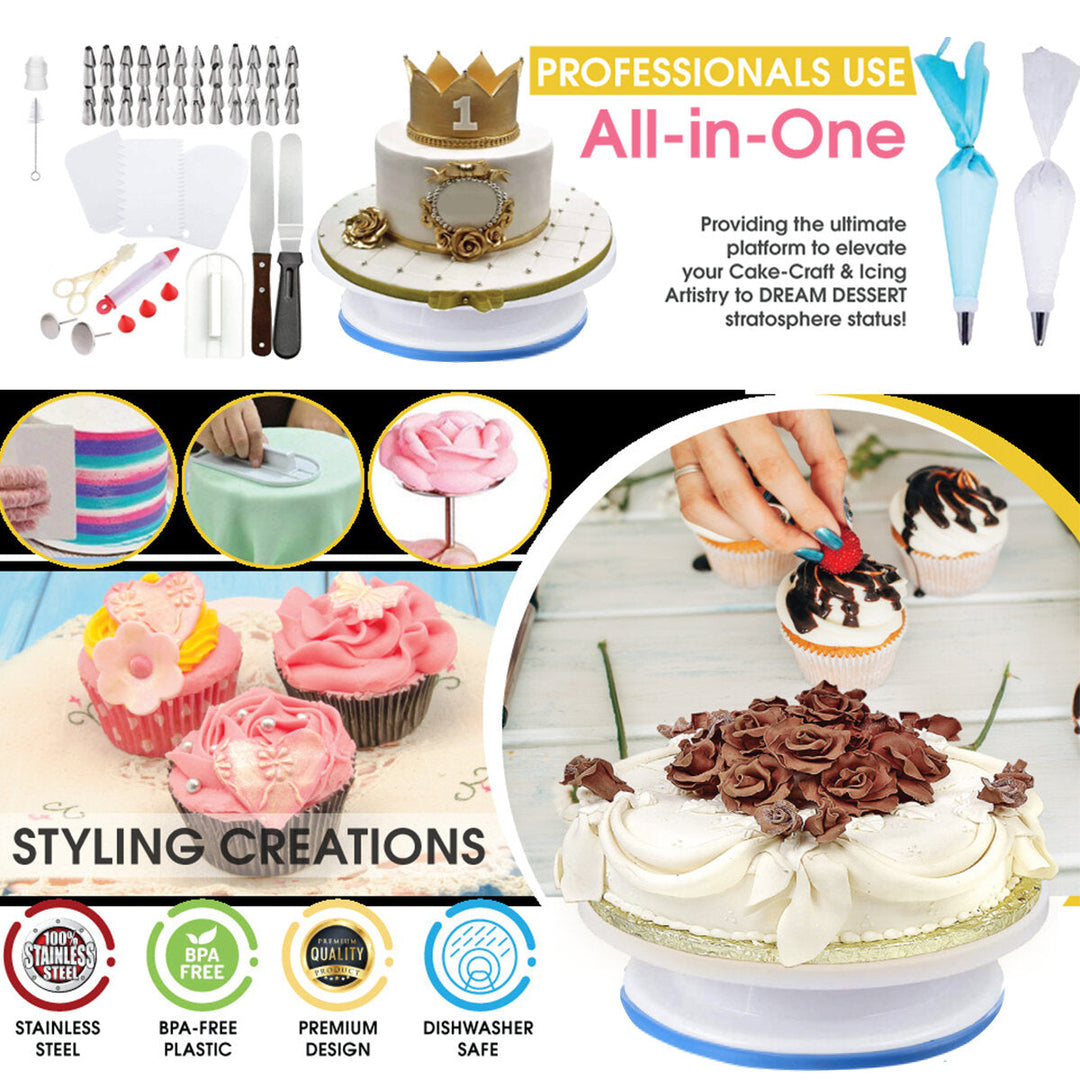 205pcs,Set Cake Decorating Equipment Turntable Icing Nozzles Spatula Stand Tool Image 6