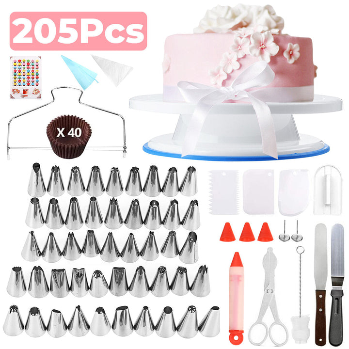 205pcs,Set Cake Decorating Equipment Turntable Icing Nozzles Spatula Stand Tool Image 7