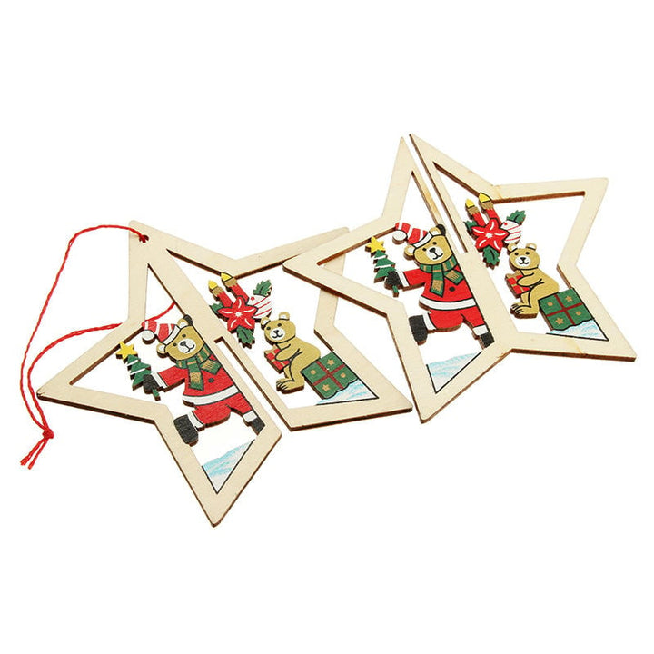 2PCS Christmas Wood Five-Pointed Star Christmas Tree Accessories Image 2