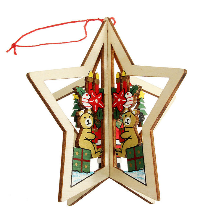 2PCS Christmas Wood Five-Pointed Star Christmas Tree Accessories Image 5