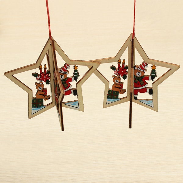 2PCS Christmas Wood Five-Pointed Star Christmas Tree Accessories Image 7