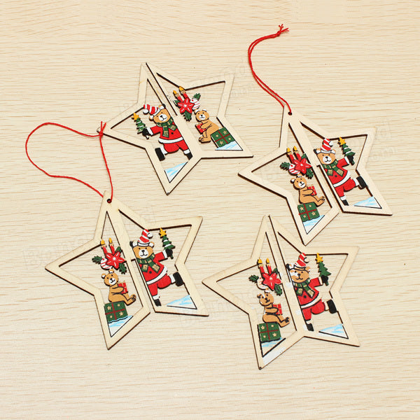 2PCS Christmas Wood Five-Pointed Star Christmas Tree Accessories Image 10