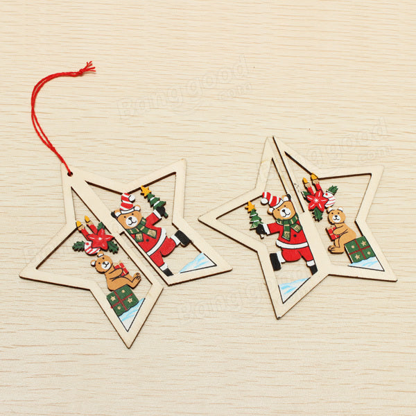 2PCS Christmas Wood Five-Pointed Star Christmas Tree Accessories Image 11