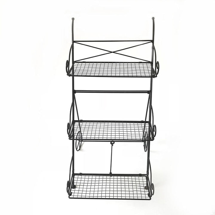 3 Tier Garden Cart Metal Shelf Stand Plant Flower Rack Storage Indoor Outdoor Image 1