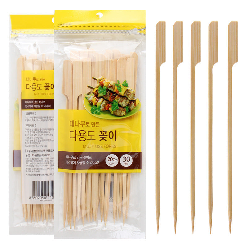 30Pcs 20cm BBQ Bamboo Skewers Wooden Grill Sticks Meat Food Long Skewers Barbecue Grill Tools Image 6