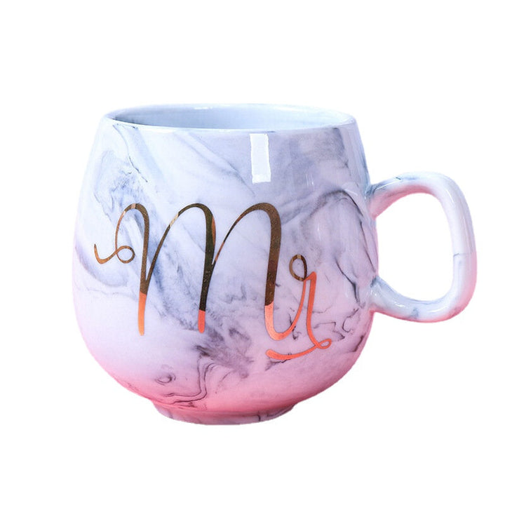 400ML Couple Water Water Glass Marbled Ceramic Cup Flamingo Unicorn Letter Coffee Cup Image 1