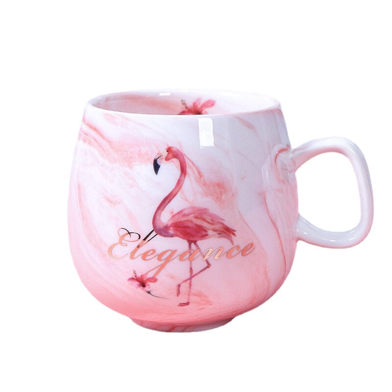 400ML Couple Water Water Glass Marbled Ceramic Cup Flamingo Unicorn Letter Coffee Cup Image 2