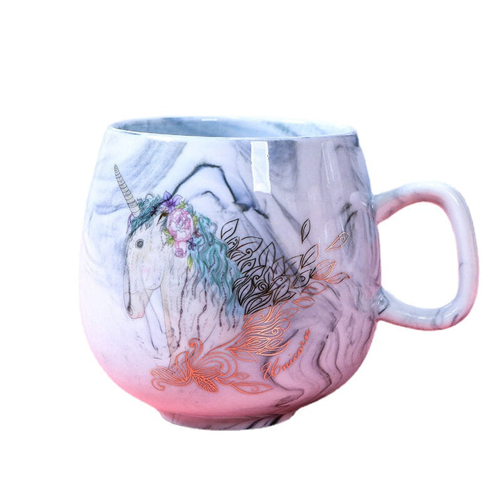 400ML Couple Water Water Glass Marbled Ceramic Cup Flamingo Unicorn Letter Coffee Cup Image 3