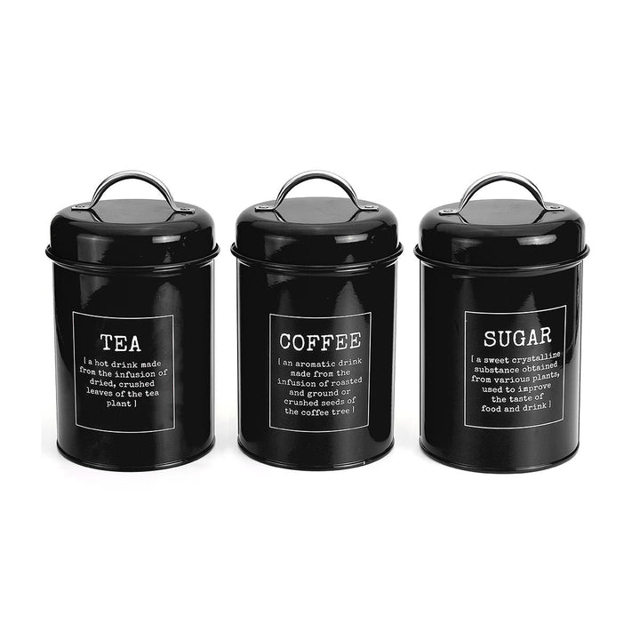 3Pcs Storage Tanks Canister Tea Coffee Sugar Tin Jar Stainless Steel Container Can Kitchen Image 4