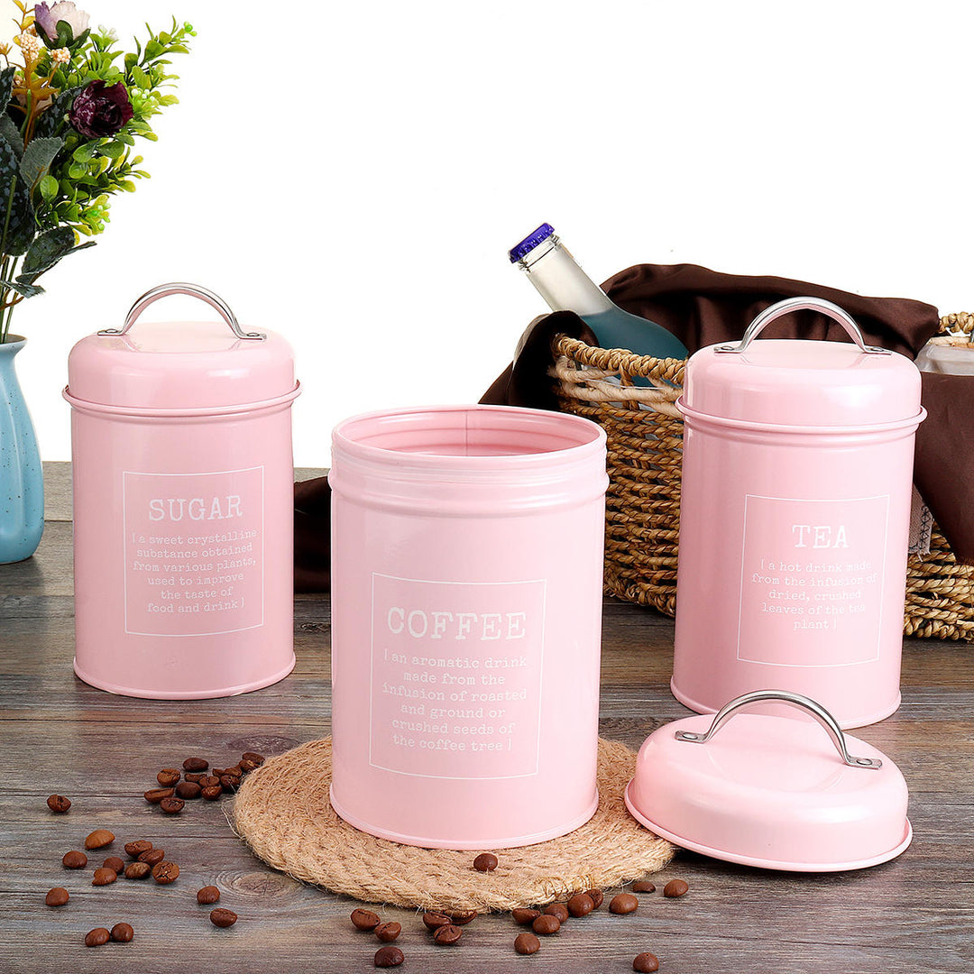 3Pcs Storage Tanks Canister Tea Coffee Sugar Tin Jar Stainless Steel Container Can Kitchen Image 8