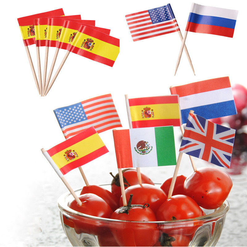 50 Pcs,Lot Flag Fruit Toothpick Paper Flag Food Picks Cake Toothpicks World-Cup Fruit Sticks Image 2