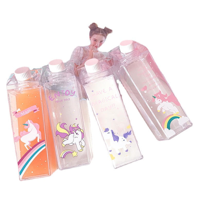 500ml Fantastic Summer Unicorn Cartoon Milk Drink Box Water Bottle Birthday Kid Image 1