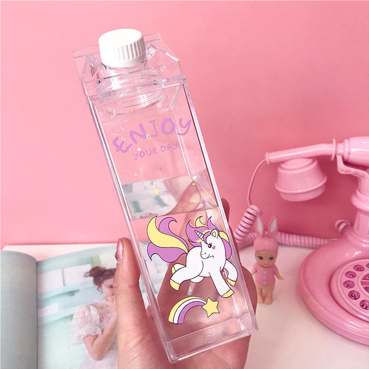 500ml Fantastic Summer Unicorn Cartoon Milk Drink Box Water Bottle Birthday Kid Image 5