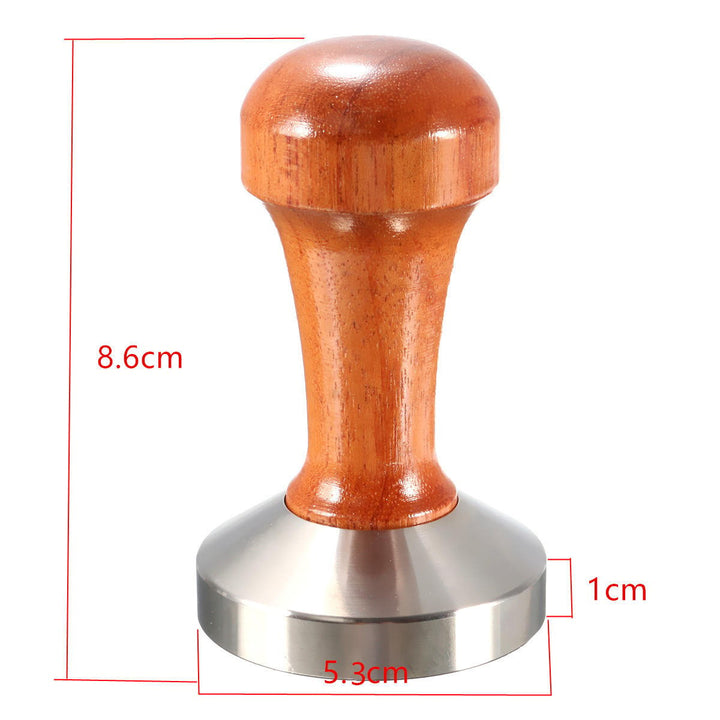 53mm Stainless Steel Cafe Coffee Tamper Bean Press for Espresso Flat Base Wooden Handle Image 5