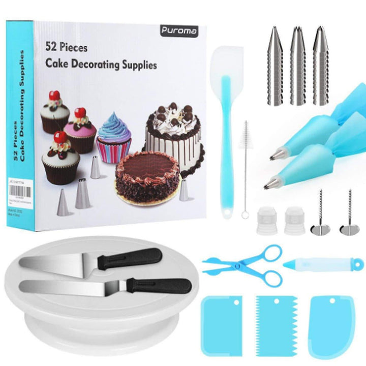 52Pcs,set Tool Cake Decorations Set Gift Kit Baking Supplies Turntable Spatula Stand Diy Equipment for Kids Home Image 7