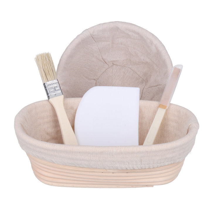 5PCS Baking Fermentation Basket Set Oval Dough Rattan Bread Dough Scraper Proving Wicker for Basket Kitchen Supplies Image 1