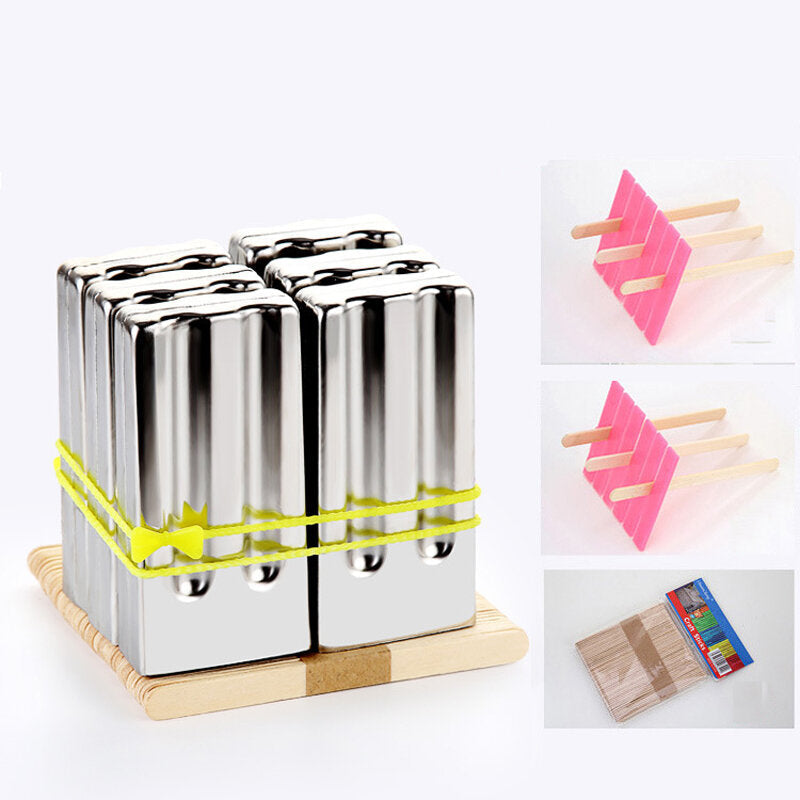 6 Pieces Set Stainless Steel Popsicle Mold Food Grade Ice Lolly Maker Summer Gifts Image 7