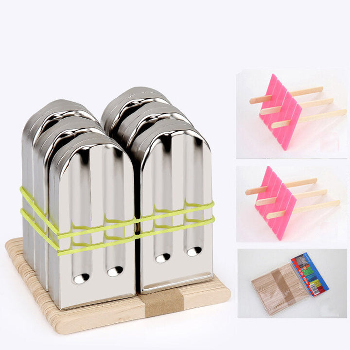 6 Pieces Set Stainless Steel Popsicle Mold Food Grade Ice Lolly Maker Summer Gifts Image 8