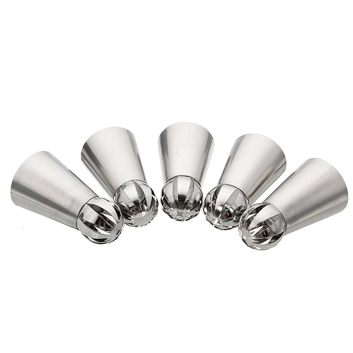 5pcs Stainless Steel Sphere Ball Icing Piping Nozzle Cup Cake Pastry Tips Decor Image 2