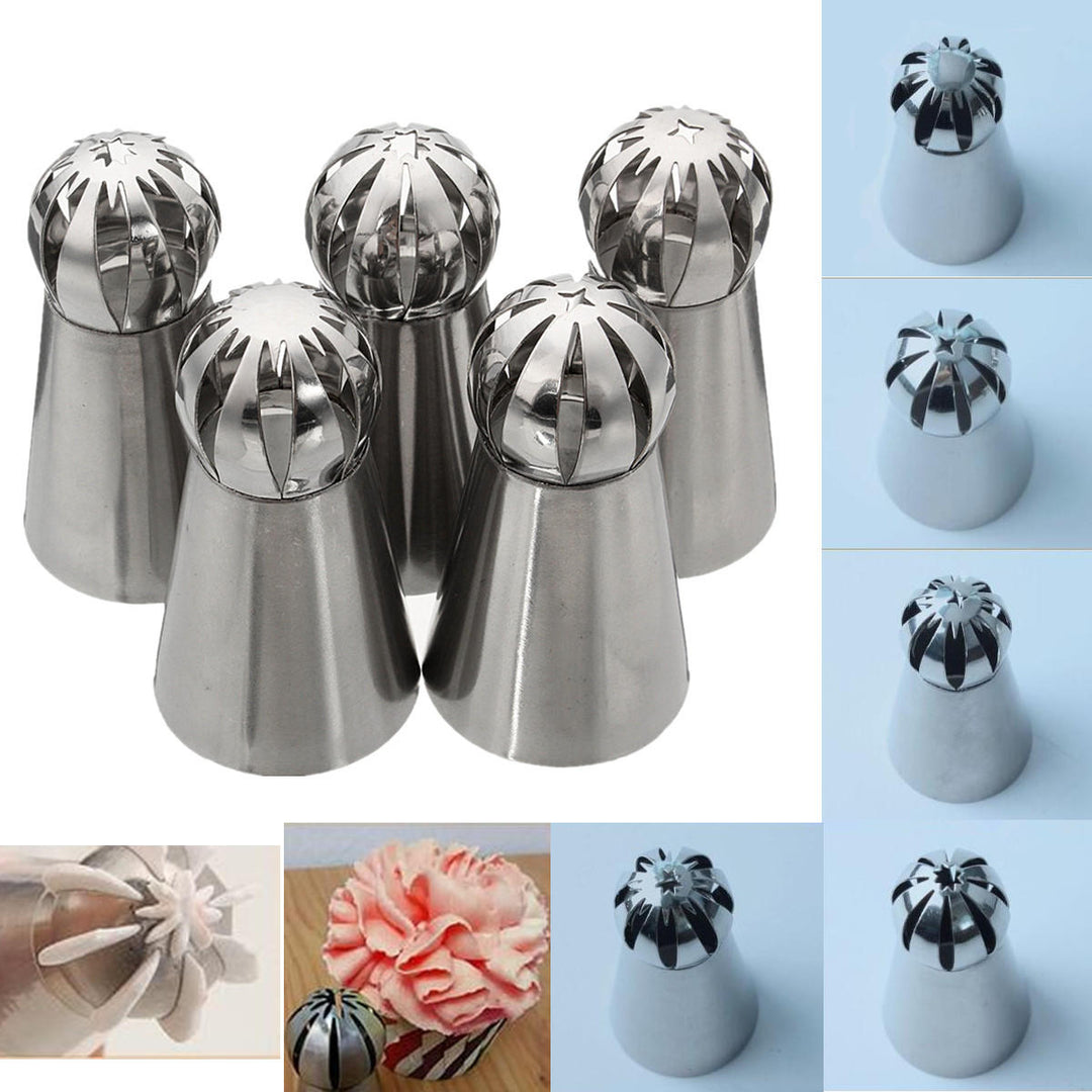 5pcs Stainless Steel Sphere Ball Icing Piping Nozzle Cup Cake Pastry Tips Decor Image 5