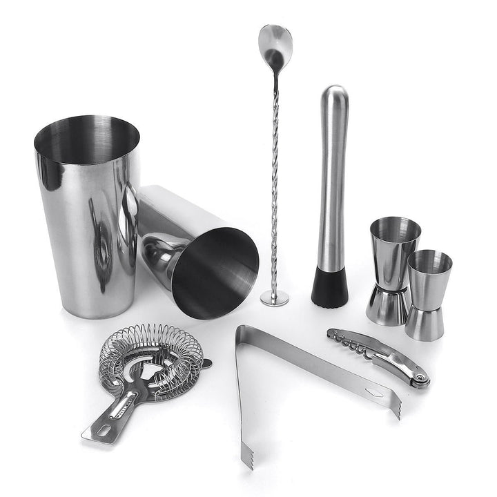 9 Piece Stainless Steel Cocktail Shaker Jigger Mixer Bar Drink Shaker Bartender Set Restaurant Supplies Image 1