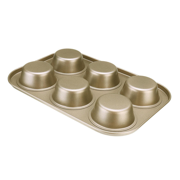 6pc Muffin Pan Baking Cooking Tray Mould Round Bake Cup Cake Gold,Black Image 5