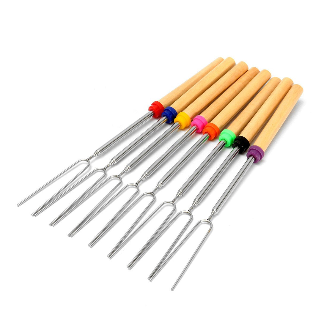 8 Pieces 32-Inch Colorful Telescopic Roasting Marshmallow Barbecue Skewers BBQ Stick Fork BBQ Tools Image 1