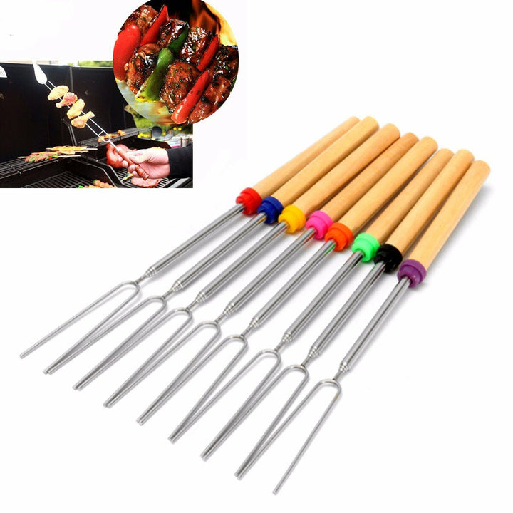 8 Pieces 32-Inch Colorful Telescopic Roasting Marshmallow Barbecue Skewers BBQ Stick Fork BBQ Tools Image 6