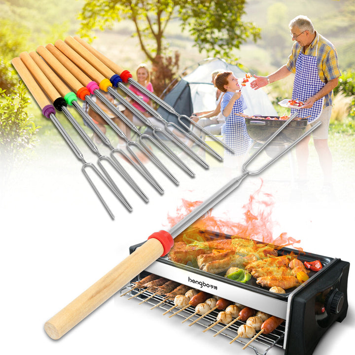 8 Pieces 32-Inch Colorful Telescopic Roasting Marshmallow Barbecue Skewers BBQ Stick Fork BBQ Tools Image 7