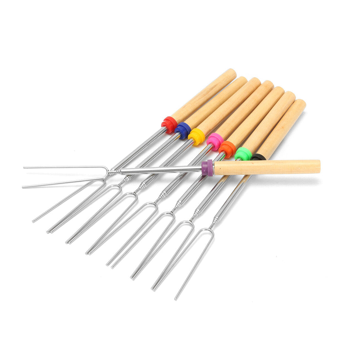 8 Pieces 32-Inch Colorful Telescopic Roasting Marshmallow Barbecue Skewers BBQ Stick Fork BBQ Tools Image 9