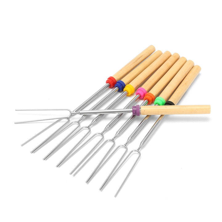 8 Pieces 32-Inch Colorful Telescopic Roasting Marshmallow Barbecue Skewers BBQ Stick Fork BBQ Tools Image 9