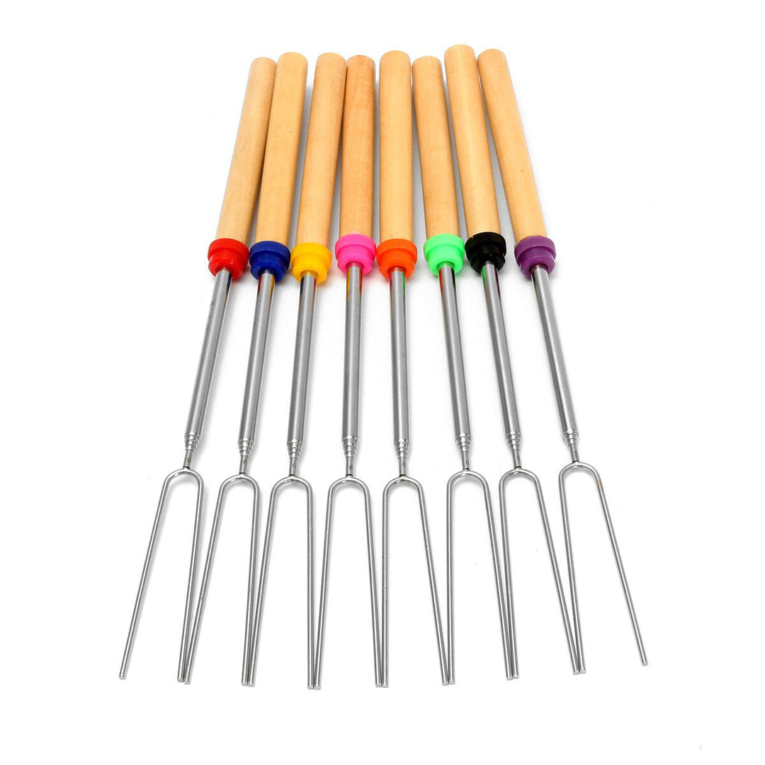 8 Pieces 32-Inch Colorful Telescopic Roasting Marshmallow Barbecue Skewers BBQ Stick Fork BBQ Tools Image 10