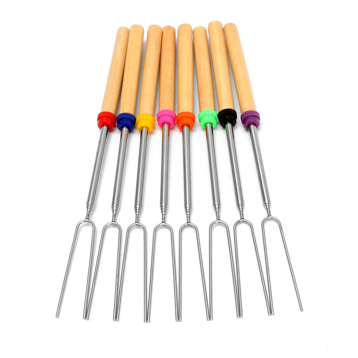 8 Pieces 32-Inch Colorful Telescopic Roasting Marshmallow Barbecue Skewers BBQ Stick Fork BBQ Tools Image 10