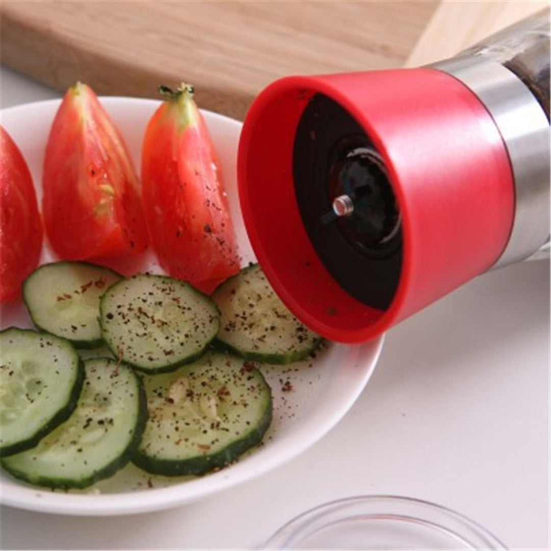 6.513cm Stainless Steel Manual Brushed Salt Mill Pepper Grinder Set Glass Bottles Image 4