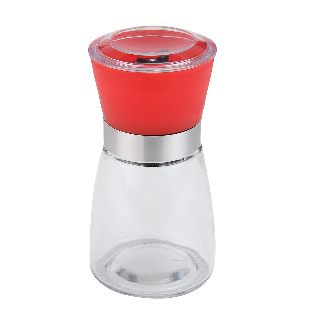 6.513cm Stainless Steel Manual Brushed Salt Mill Pepper Grinder Set Glass Bottles Image 10