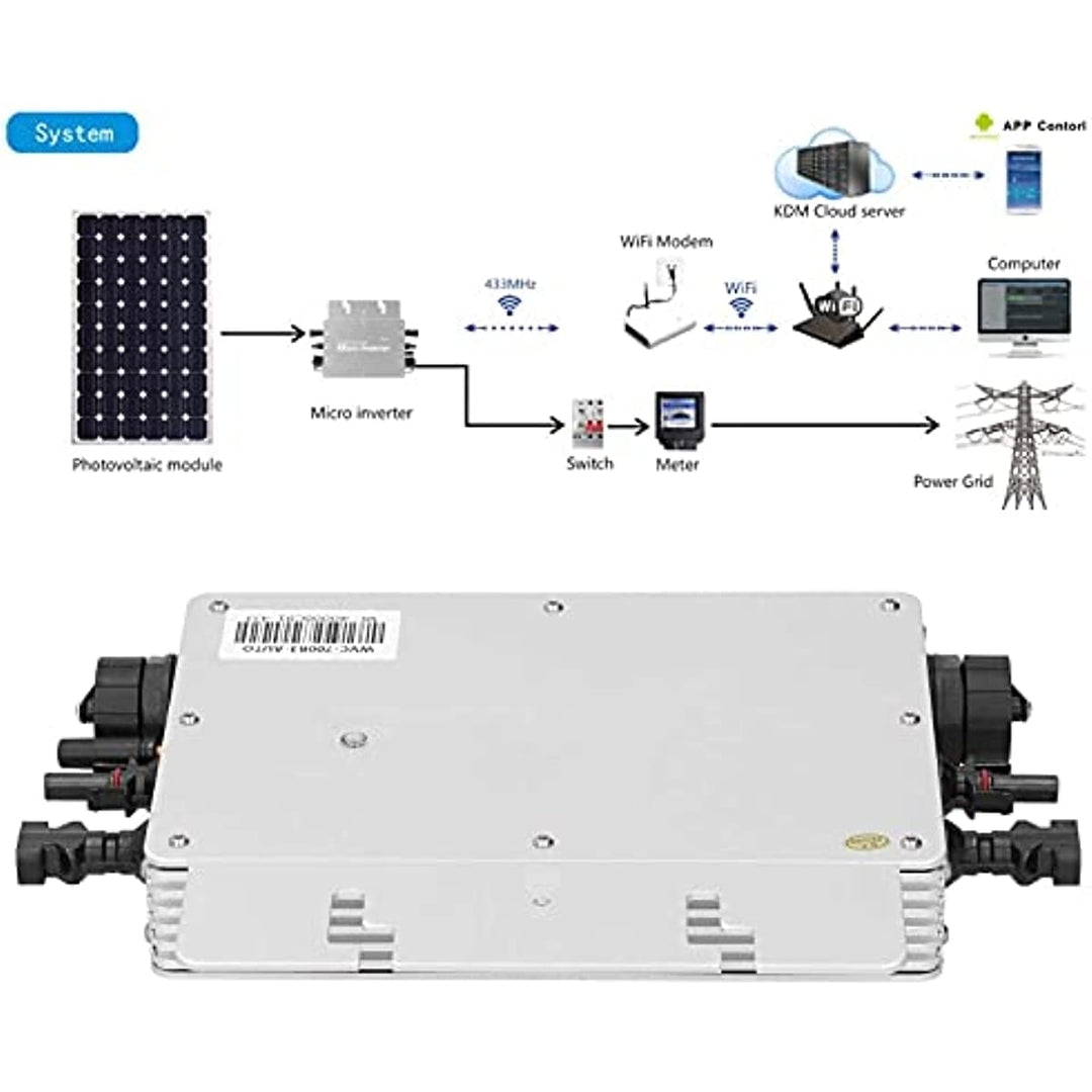 700W Micro Inverter Solar Grid Tie Microinverter IP65 WiFi Control Self Cooling 120,230V Automatic Identification Power Image 4