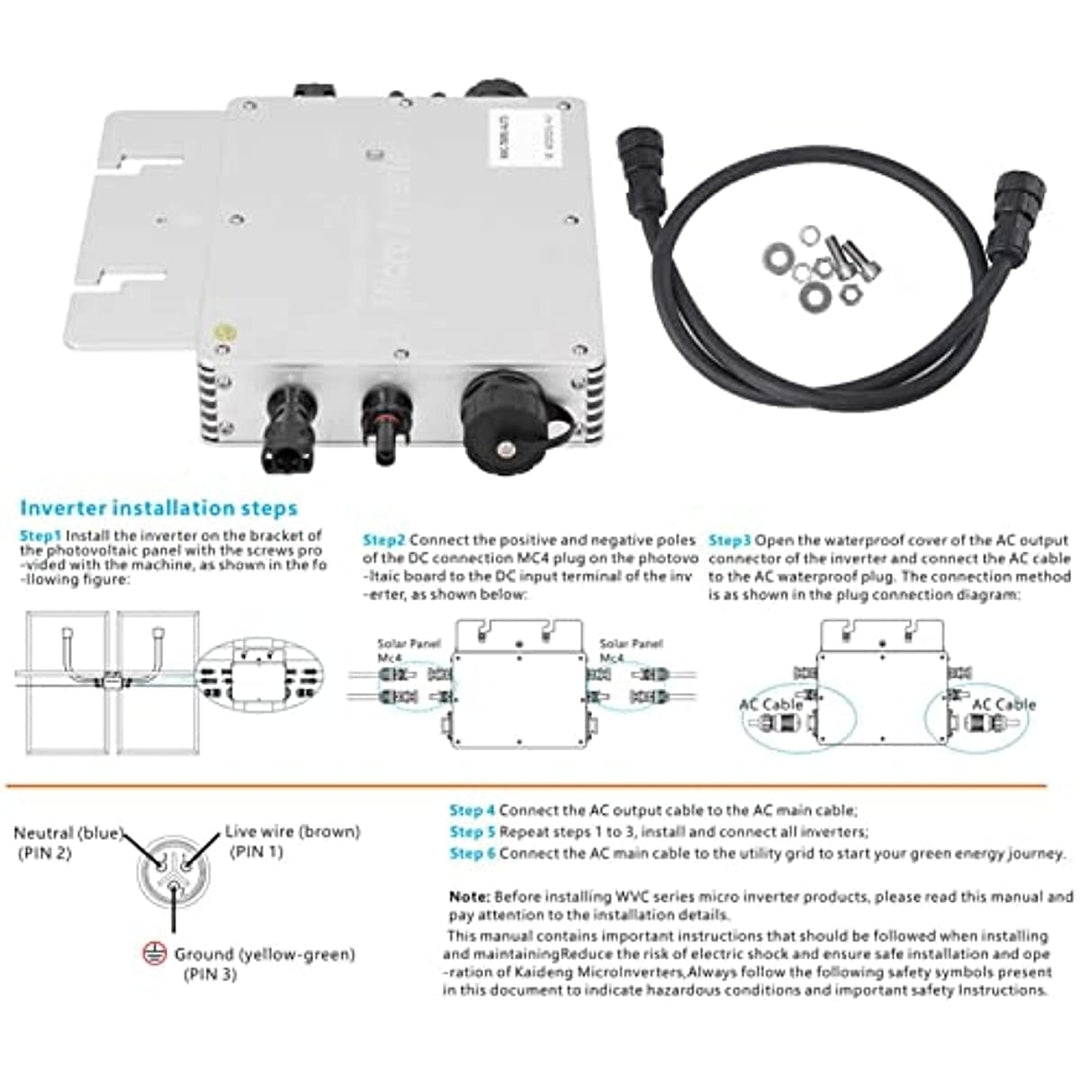 700W Micro Inverter Solar Grid Tie Microinverter IP65 WiFi Control Self Cooling 120,230V Automatic Identification Power Image 6