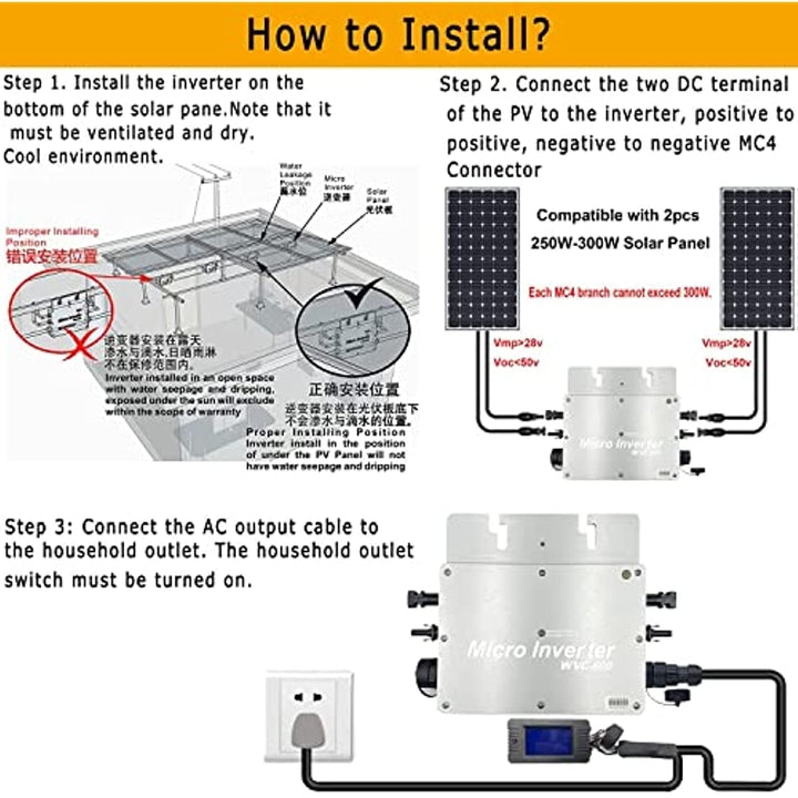 600W Solar Grid Tie Micro, 220V Inverter, Waterproof Power Micro Inverter MPPT Image 6