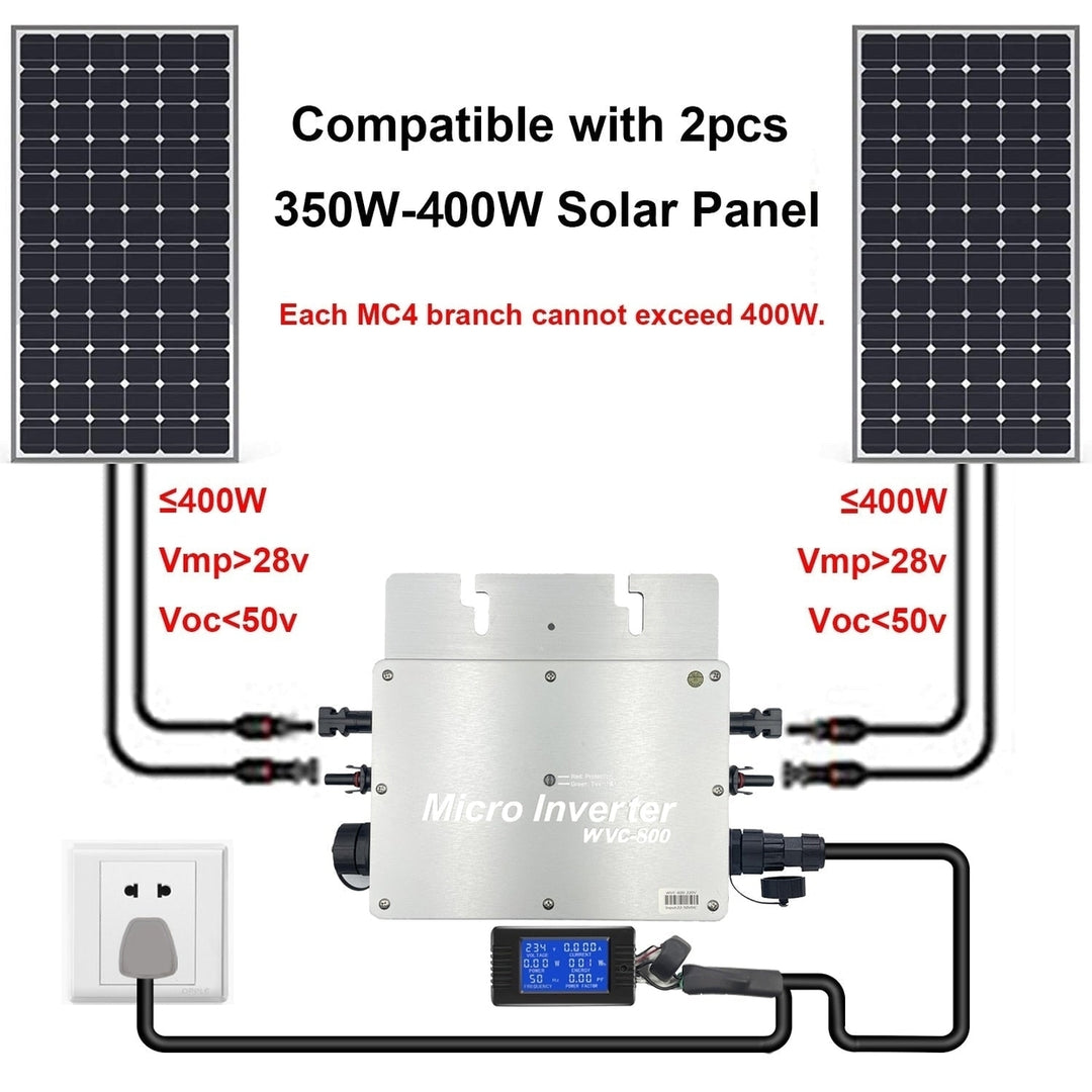 800W Solar Grid Tie Micro Inverter Waterproof IP65 MPPT DC30-42V PV Input AC180-260V Output for 30V 36V Panel Image 4