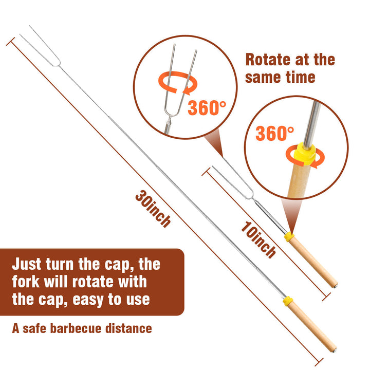 BBQ Roasting Sticks Extendable Design Wooden Handle Smores Kit for Fire Pit Sticks for Fire Pit Image 9