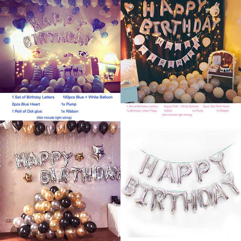 Birthday Letter Balloon Scene Layout Package Adult Romantic Hotel Party Background Wall Birthday Party Decoration Image 2