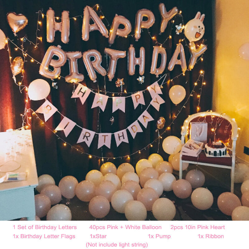 Birthday Letter Balloon Scene Layout Package Adult Romantic Hotel Party Background Wall Birthday Party Decoration Image 3