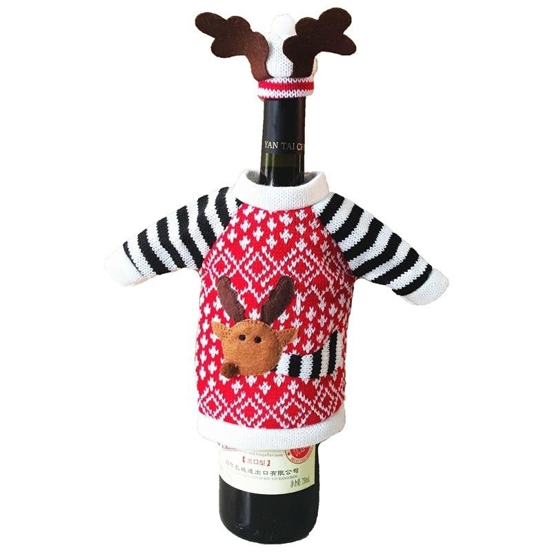 Christmas Wine Bottle Cover Christmas Decoration for Home Christmas Deer Elk Red Wine Champagne Bott Image 1